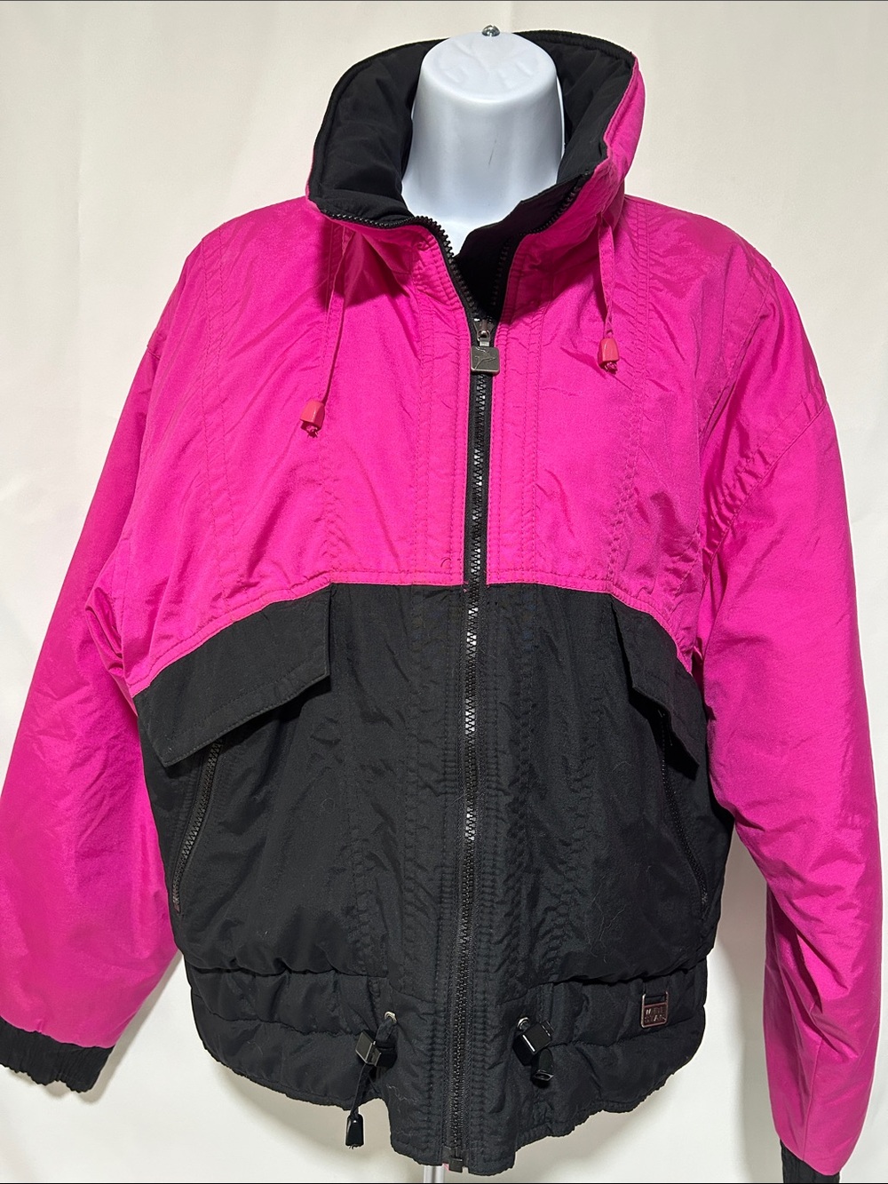 White Stag Women’s Size Medium Pink Black Full Zip Nylon Ski Sportswear Jacket